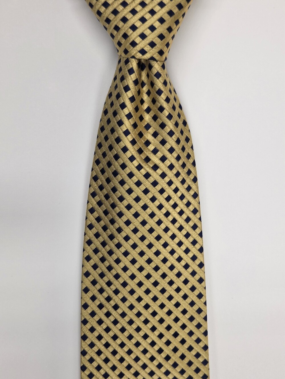 Marks & Spencer Silk Tie Gold Navy Diagonal Check Sartorial